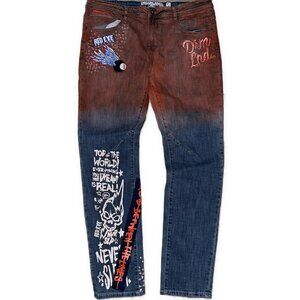 Dreamland Red Eye Brigade 8Ball Embroidered Rockstar Jeans Size 40 Rare